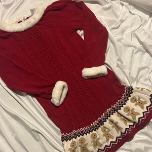 Gymboree Red Knit Dress with Gingerbread Pattern